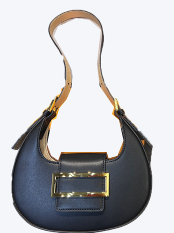 Elegant Half Moon Hobo Bag – Genuine Leather Underarm Shoulder Bag with Removable Jacquard Strap